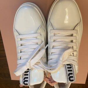 MiuMiu  White Sneakers with Crystals on Soles